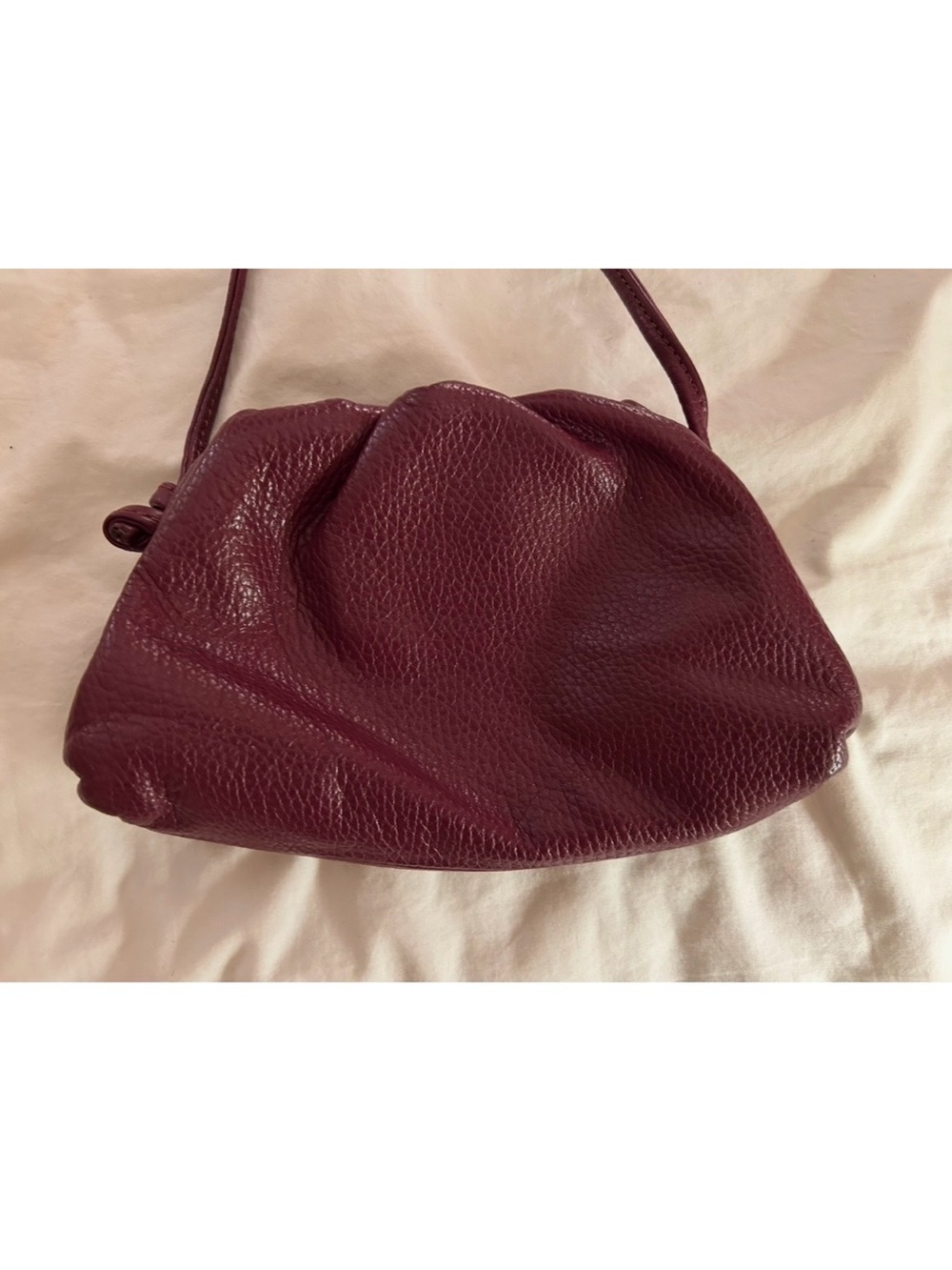 Women’s Pebbled Leather Shoulder Bag Clutch in Deep Wine Burgundy Maroon Oxblood
